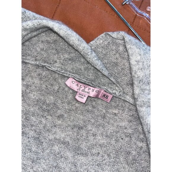 Calypso St. Barth CashmereLight Gray Open Front Long Cardigan Sweater Size XS Wo - Picture 6 of 9